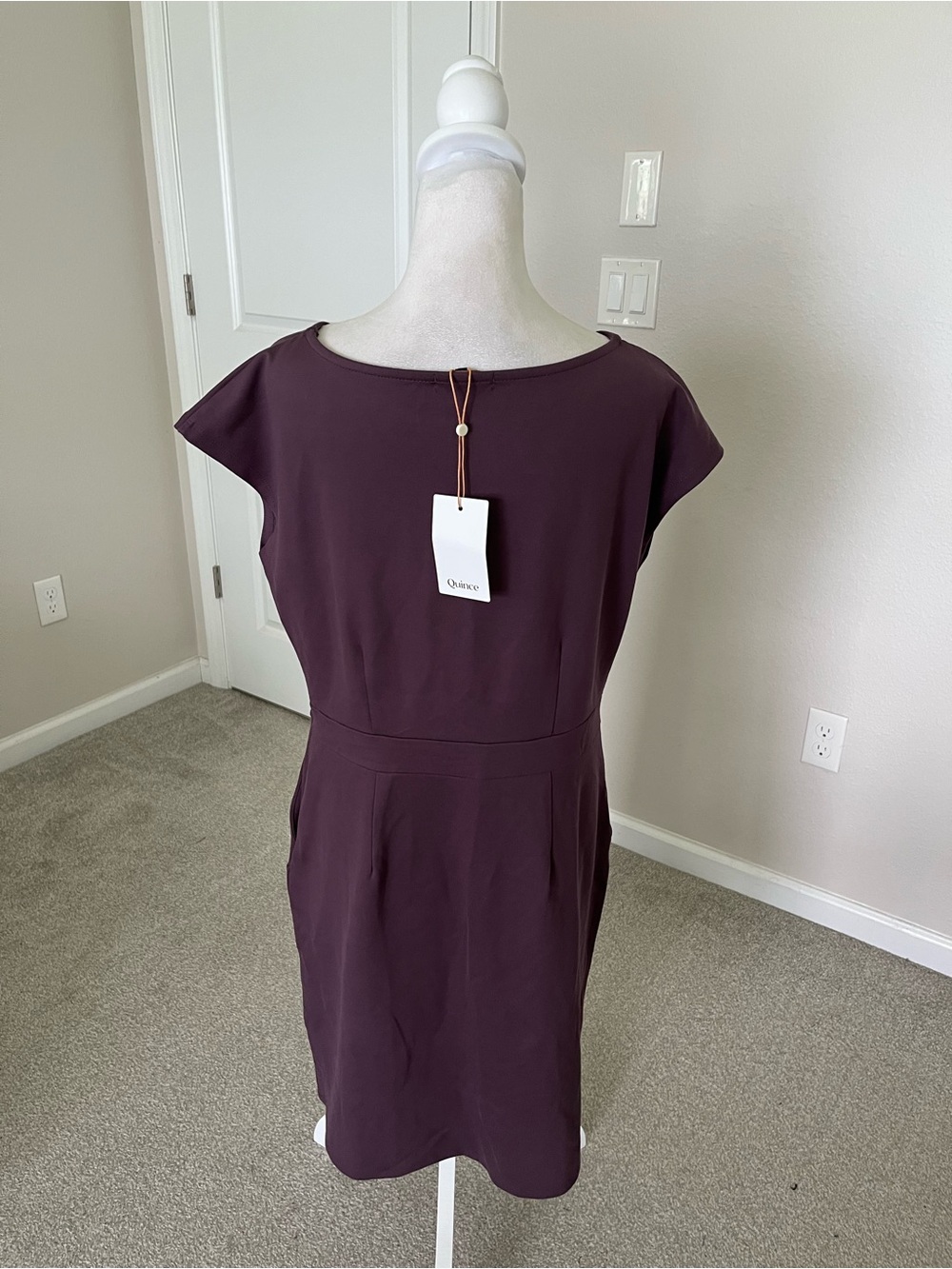 NWT Quince Ponte Cap-Sleeve Dress in Dark Orchid Purple Size Large - Picture 8 of 16